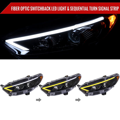 Spec-D 13-16 Ford Fusion Headlights Switchback Sequential Jet Black