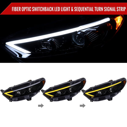Spec-D 13-16 Ford Fusion SEQ Projector Headlights GL Black w/Smoked