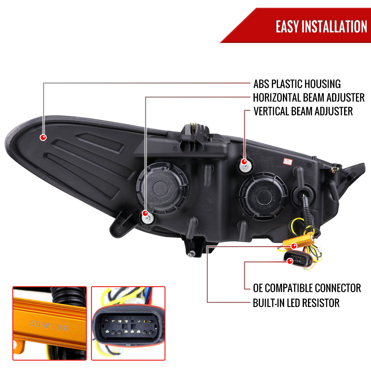 Spec-D 13-16 Ford Fusion SEQ Projector Headlights GL Black w/Smoked
