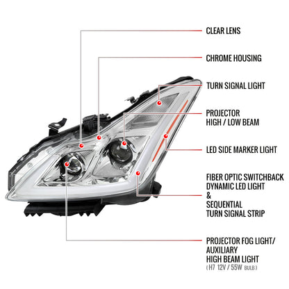 Spec-D 08-13 G37/14-15 Q60 2DR Sequential Headlights Chrome