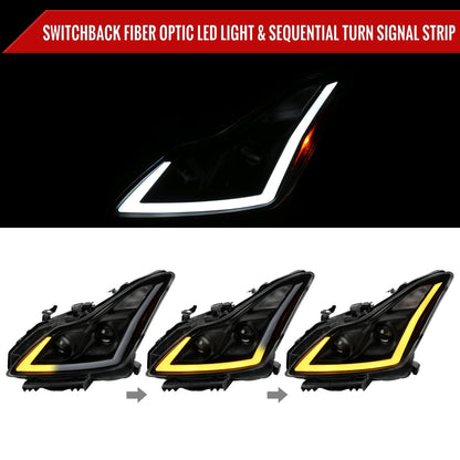 Spec-D 08-13 G37/14-15 Q60 2DR Sequential Headlights Black/Smoked
