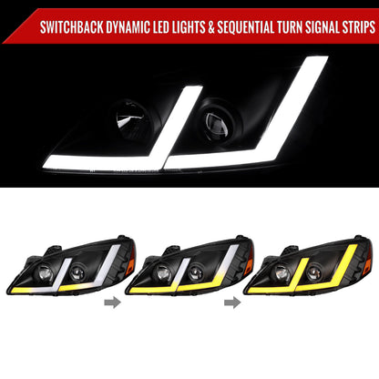 Spec-D 05-10 Pontiac G6 Headlights Sequential LED Bar Projector Black
