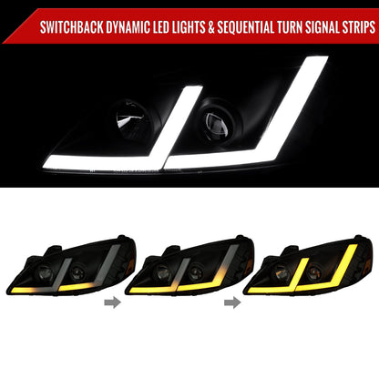 Spec-D 05-10 Pontiac G6 Projector Headlights Strip SEQ Black/Smoked