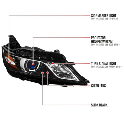 Spec-D 14-20 Chevy Impala Passenger Projector Jet Black Replacement