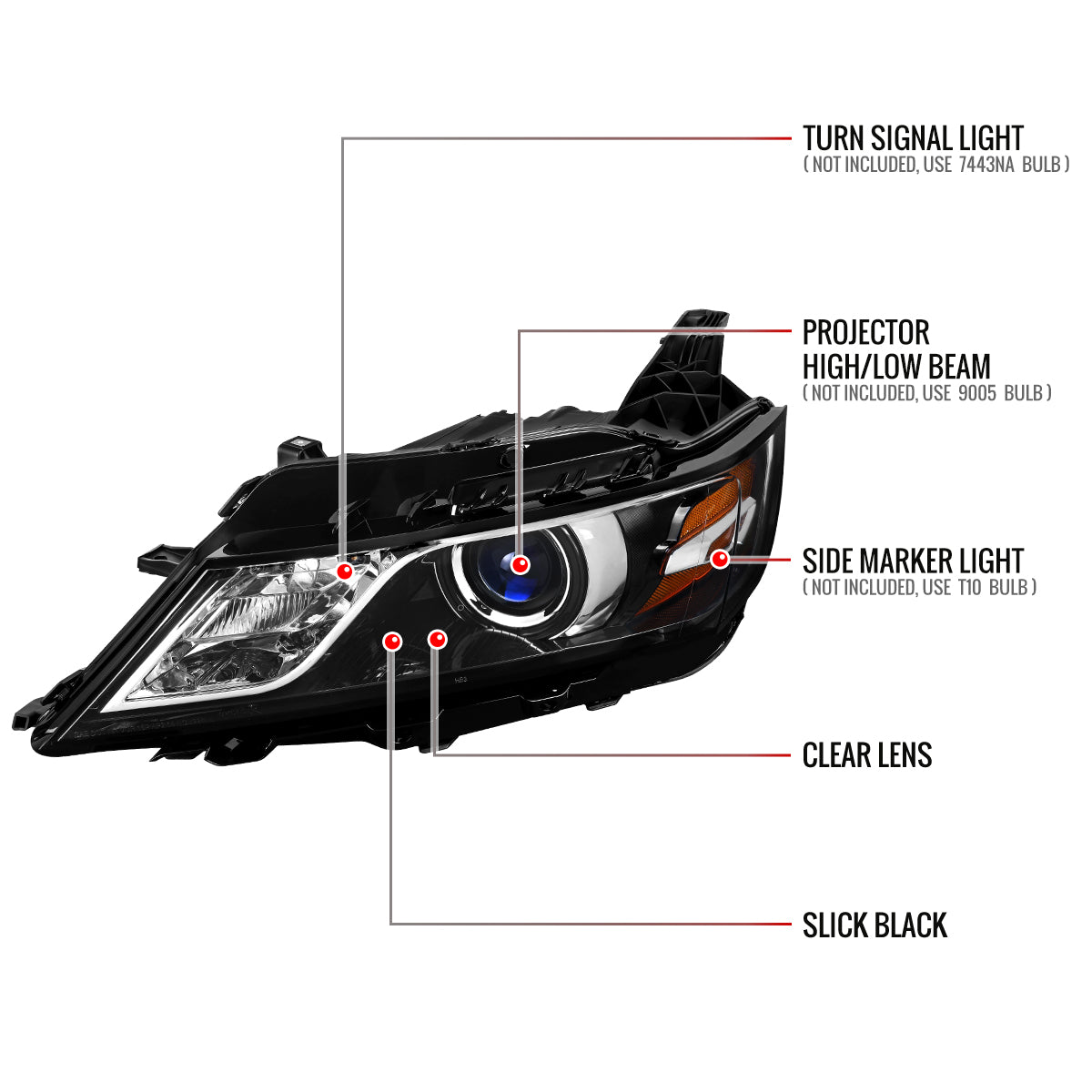 Spec-D 14-20 Chevy Impala OEM Style Projector Headlights Jet Black