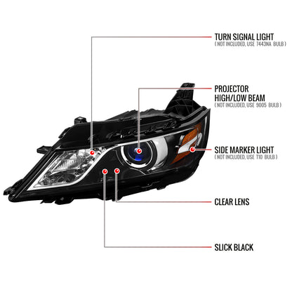 Spec-D 14-20 Chevy Impala OEM Style Projector Headlights Jet Black