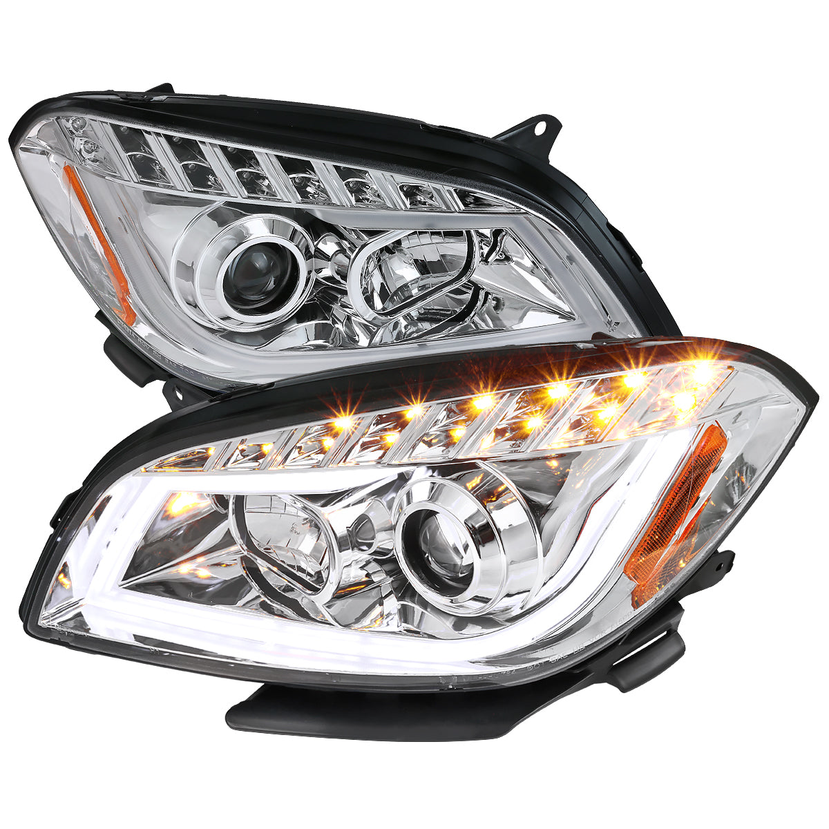 Spec-D 08-12 Chevy Malibu LS LT LTZ Hybrid Headlights LED Bar Chrome