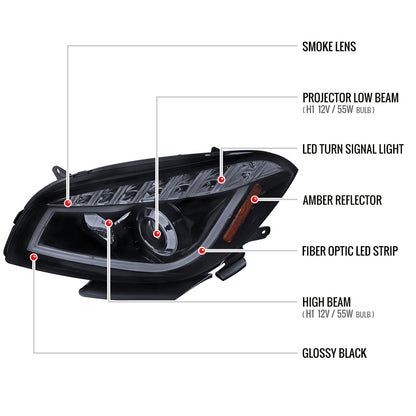 Spec-D 08-12 Chevy Malibu Headlights Projector Glossy Black/Smoked