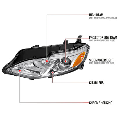 Spec-D 19-24 Chevy Malibu Projector Headlights OEM Style Chrome