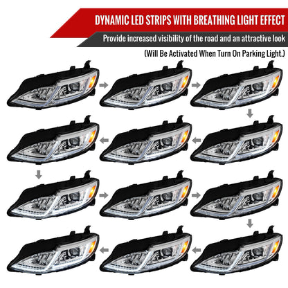 Spec-D 19-24 Chevy Malibu SEQ LED Projector Headlights Chrome