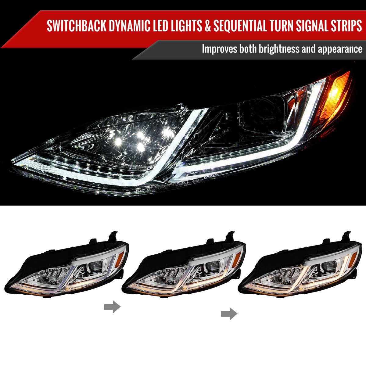 Spec-D 19-24 Chevy Malibu SEQ LED Projector Headlights Chrome