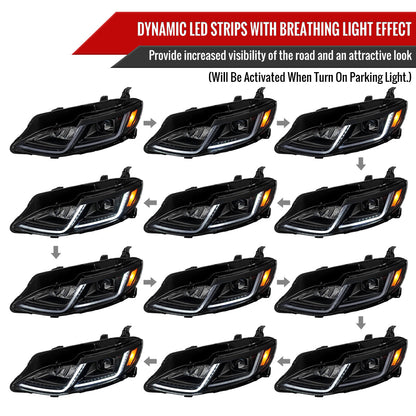 Spec-D 19-24 Chevy Malibu Projector Headlights Sequential Matte Black