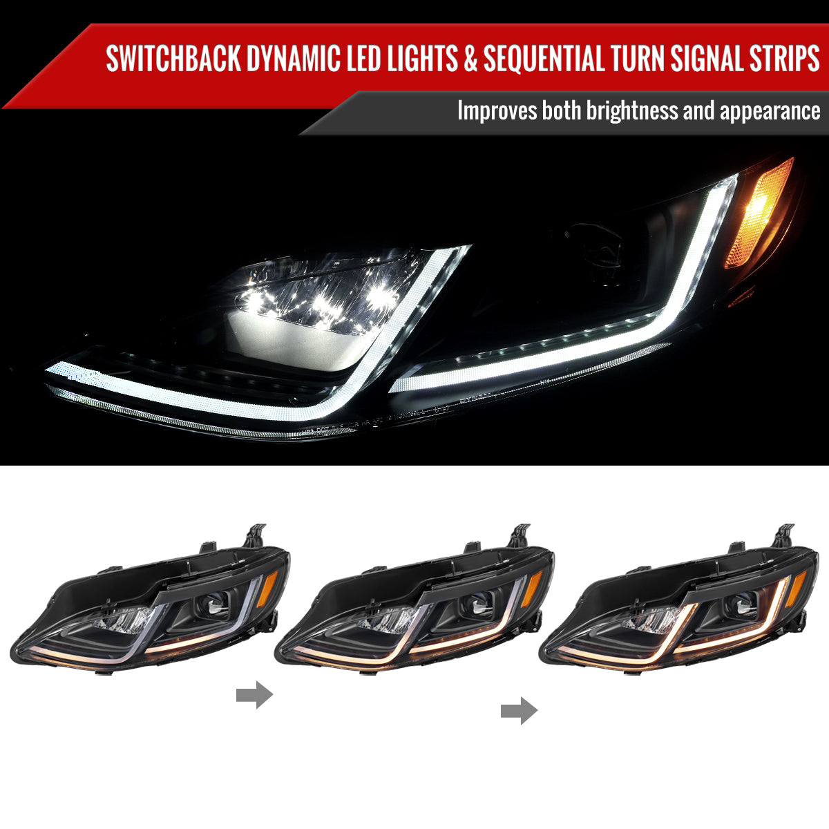 Spec-D 19-24 Chevy Malibu SEQ LED Projector Headlights Black Smoked