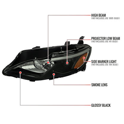 Spec-D 19-24 Chevy Malibu Projector Headlights OEM Style Black/Smoked