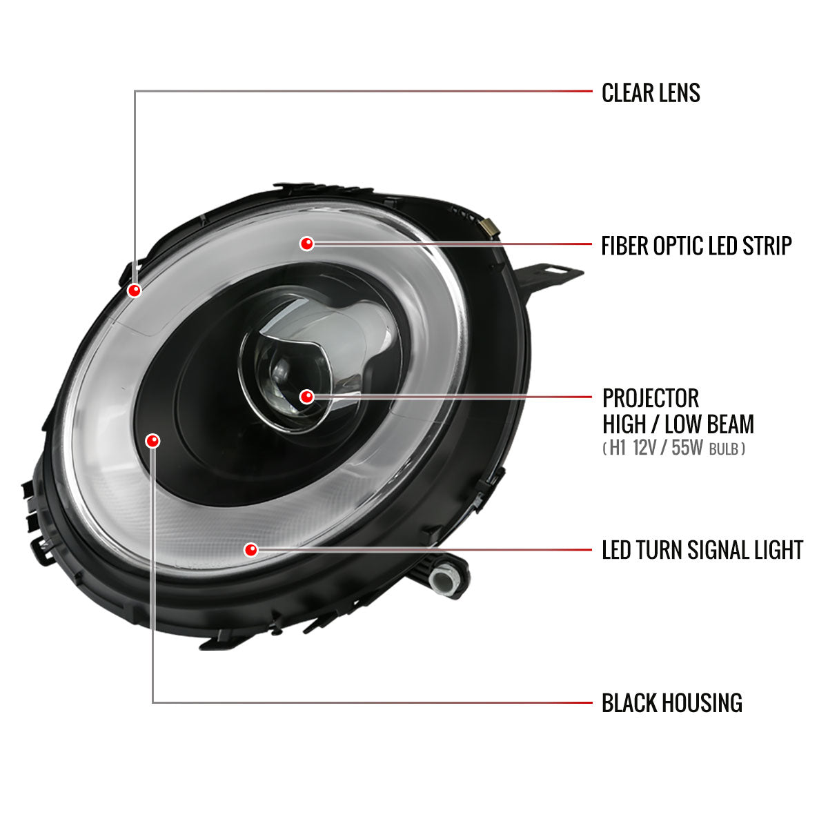 Spec-D 02-08 Mini Cooper Headlights Projector V2 Matte Black