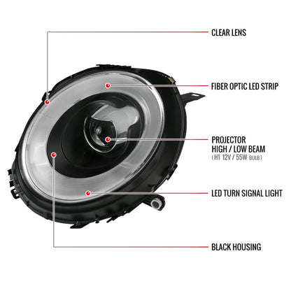 Spec-D 02-08 Mini Cooper Headlights Projector V2 Matte Black