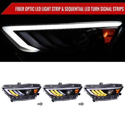 Spec-D 15-17 Ford Mustang Sequential Headlights HID-Type Jet Black