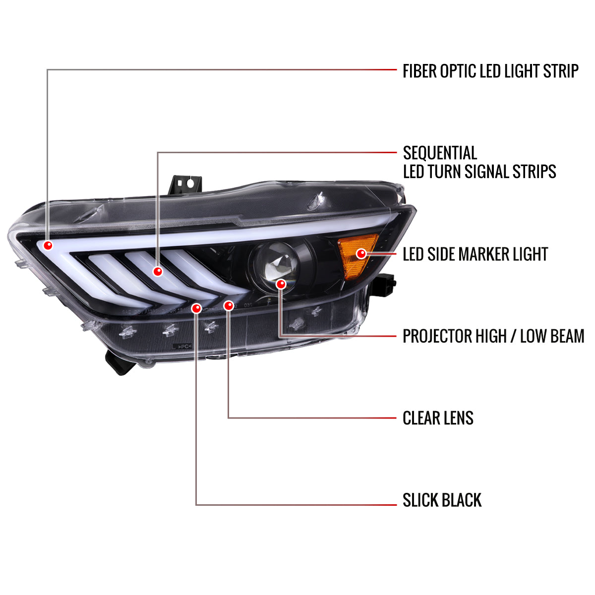 Spec-D 15-17 Ford Mustang Sequential Headlights HID-Type Jet Black