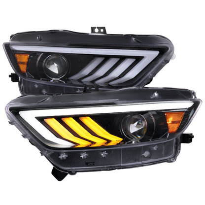 Spec-D 15-17 Ford Mustang Sequential Headlights HID-Type Jet Black
