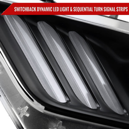 Spec-D 15-17 Ford Mustang HID/Xenon SEQ LED Projector Headlights Black