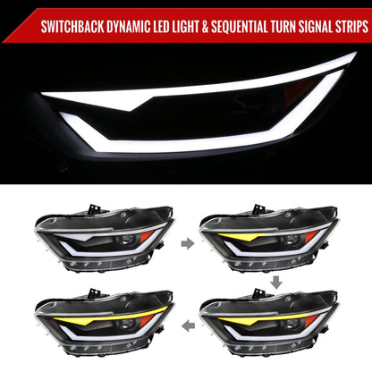 Spec-D 15-17 Mustang/18-20 Shelby Headlights Xenon Sequential Black