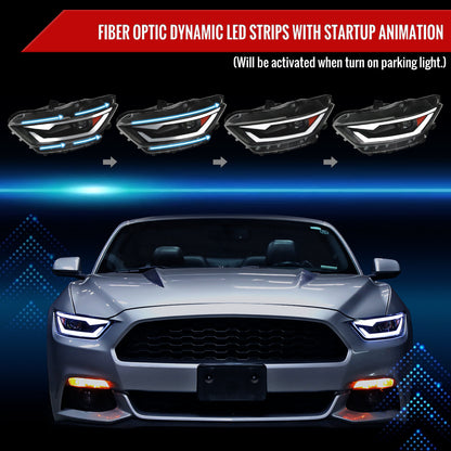 Spec-D 15-17 Mustang/18-20 Shelby Headlights Xenon Sequential Black
