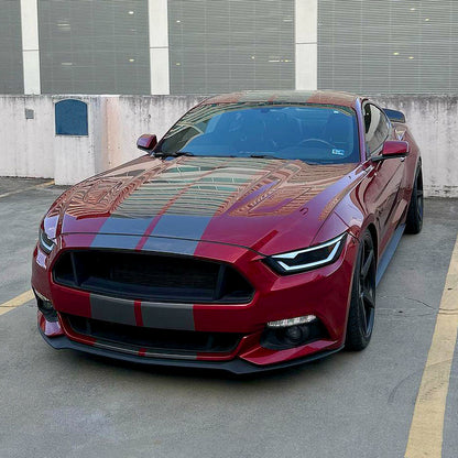 Spec-D 15-17 Ford Mustang Headlights Sequential LED Strip Smoked.