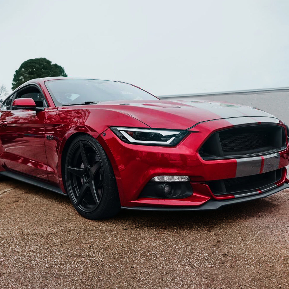 Spec-D 15-17 Ford Mustang Headlights Sequential LED Strip Smoked.
