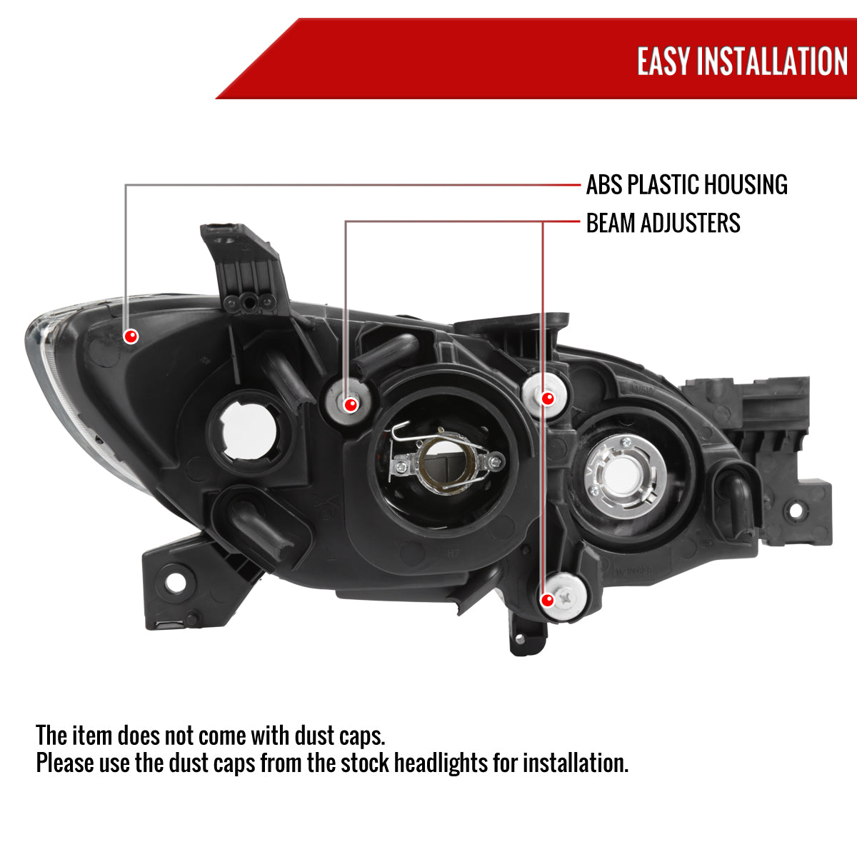 Spec-D 04-09 Mazda 3 4DR Projector Headlights Black MZ3044JM