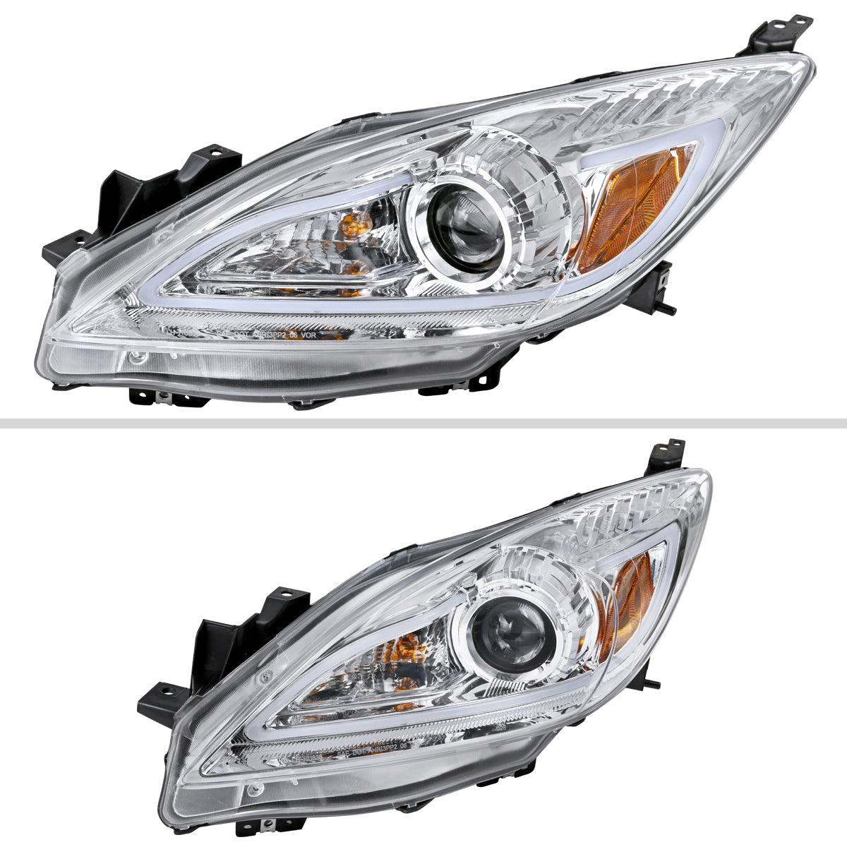 Spec-D 10-13 Mazda 3 Projector Headlights LED Strip Chrome MZ310