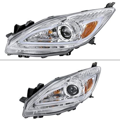 Spec-D 10-13 Mazda 3 Projector Headlights LED Strip Chrome MZ310