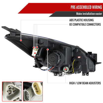 Spec-D 10-13 Mazda 3 Projector Headlights LED Strip GL Black w/Smoked