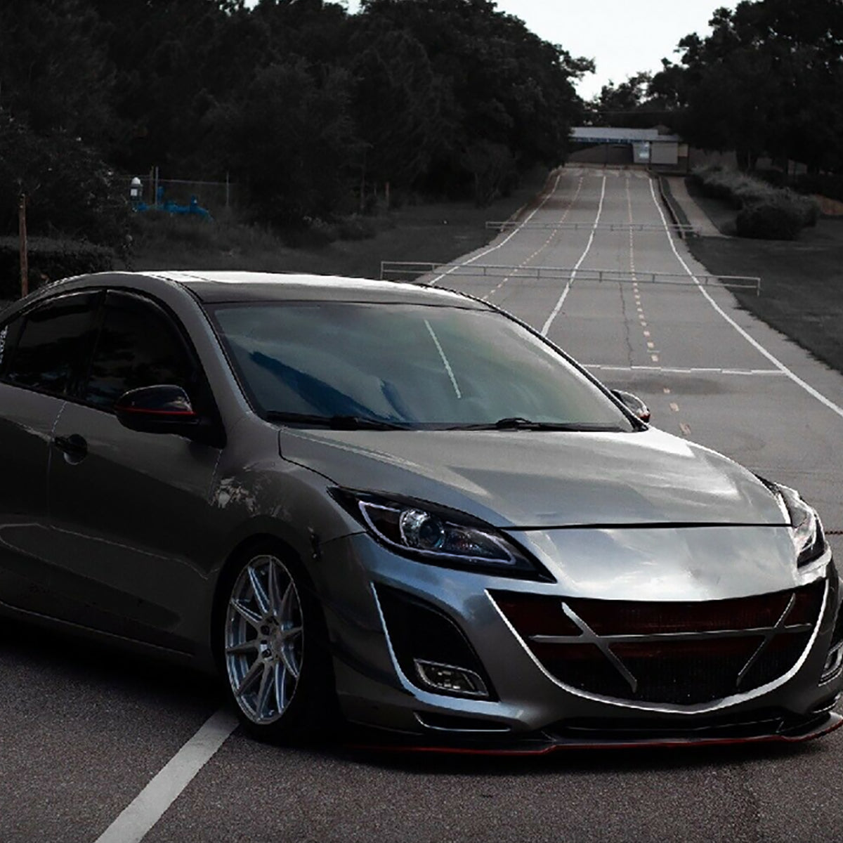 Spec-D 10-13 Mazda 3 Projector Headlights LED Strip GL Black w/Smoked