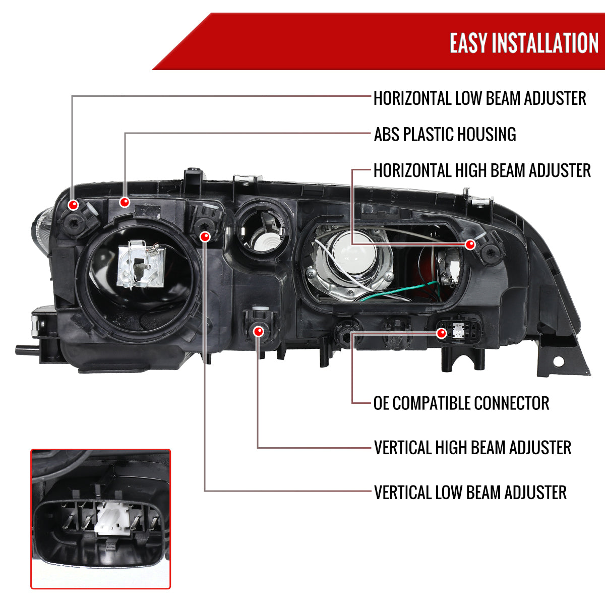 Spec-D 03-05 Mazda 6 OE Style Projector Headlights Chrome