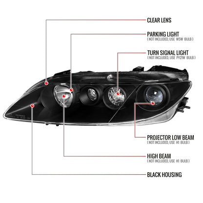 Spec-D 03-05 Mazda 6 Headlights OEM Style Projector Black