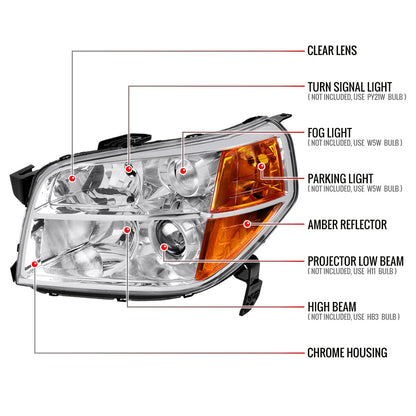 Spec-D 06-08 Honda Pilot Projector Headlights Chrome/Clear