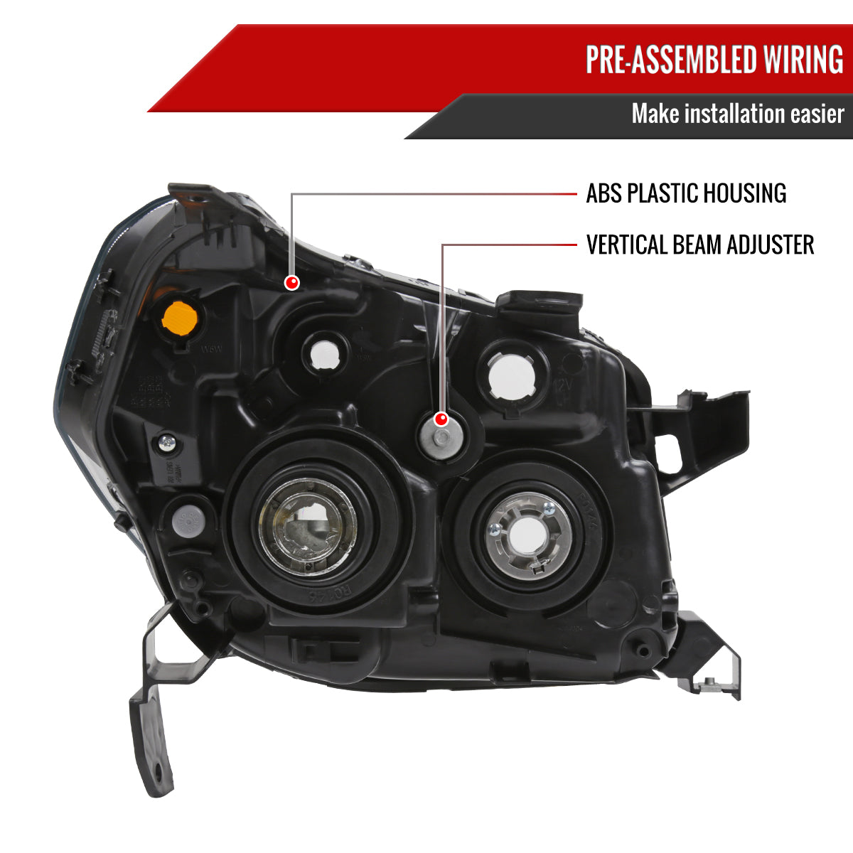 Spec-D 06-08 Honda Pilot Projector Headlights Black