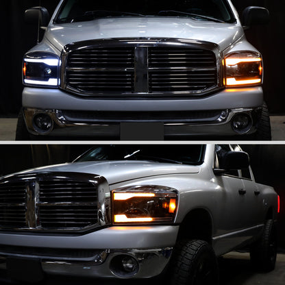 Spec-D 06-09 Ram 1500 2500 3500 SEQ Projector Headlights Black/Clear
