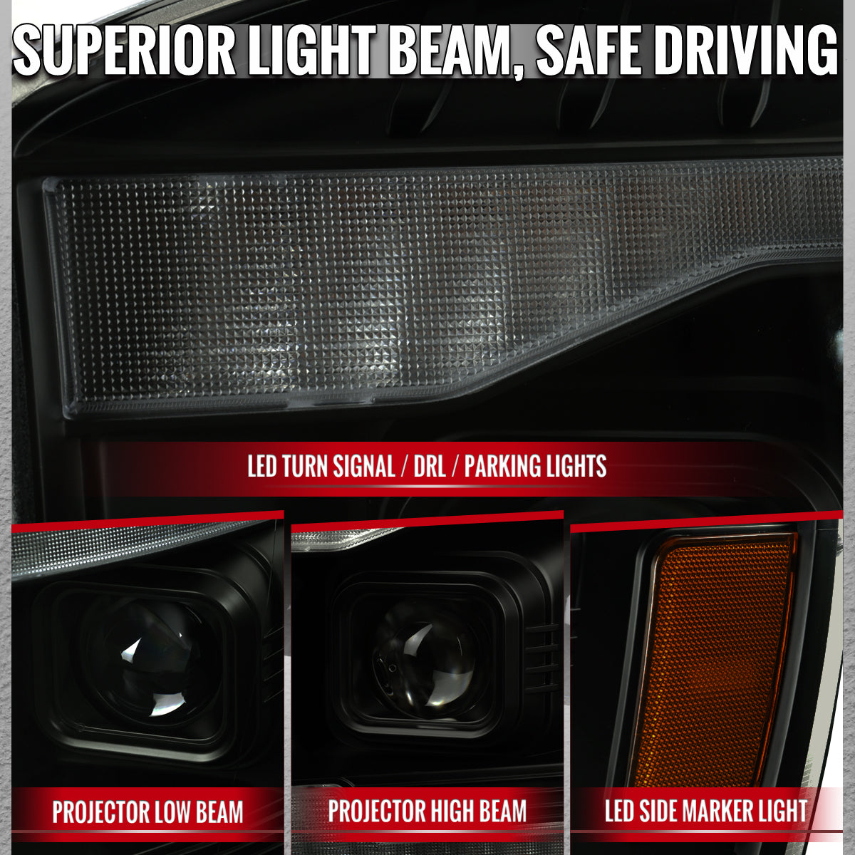 Spec-D 06-08 Ram 1500 Ram 2500 3500 SEQ Projector Headlights Smoked