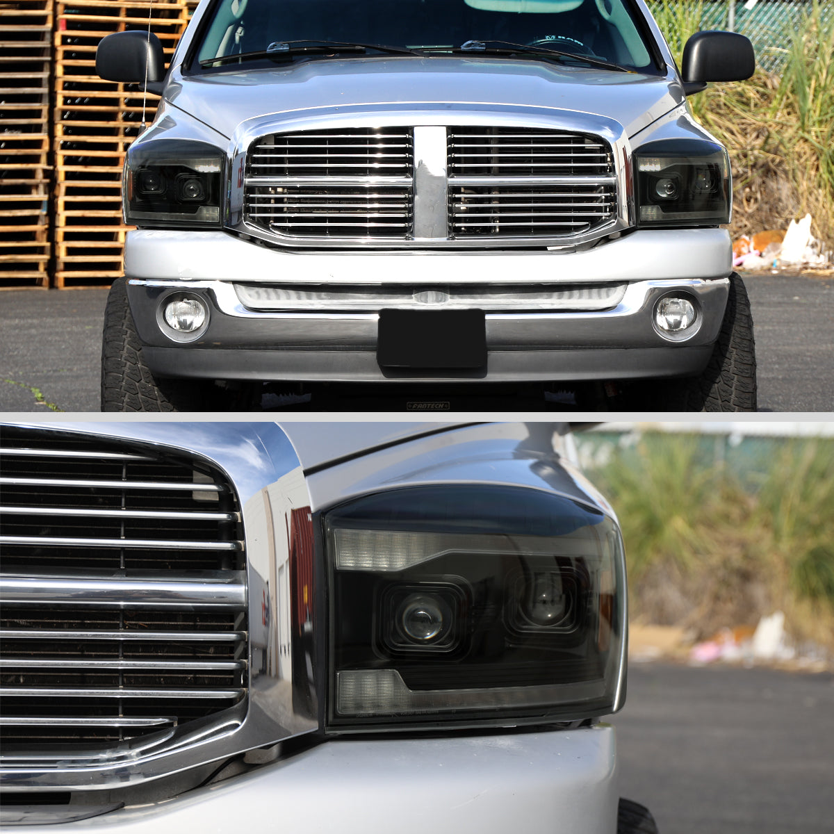 Spec-D 06-08 Ram 1500 Ram 2500 3500 SEQ Projector Headlights Smoked