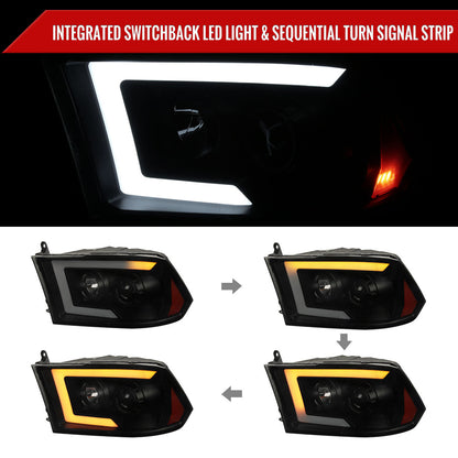 Spec-D 10-18 Dodge Ram/19-21 Ram Classic SEQ Pro Headlights Blk/Smoked