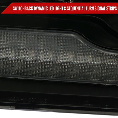Spec-D 10-18 Ram 1500/2500/3500 Headlights Switchback Sequential Smoked.