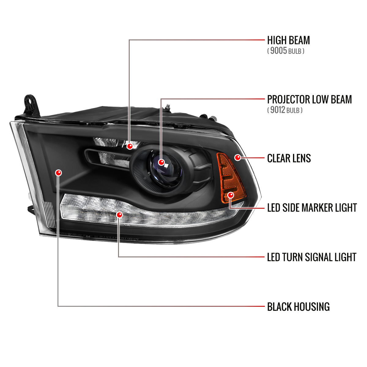 Spec-D 13-16 Ford Fusion Headlights Switchback Sequential Matte Black