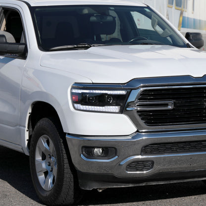 Spec-D 19-24 Ram 1500 Projector Headlights Sequential LED Black