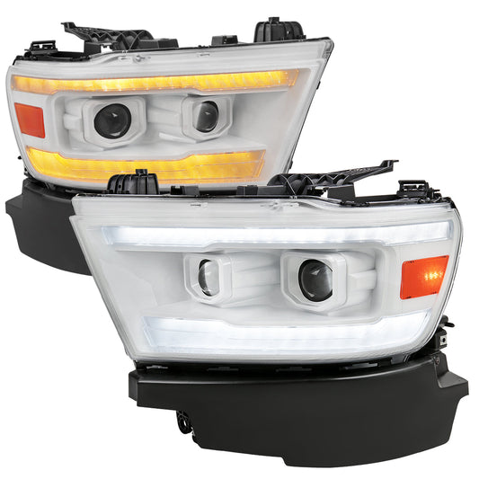 Spec-D 19-24 Ram 1500 SEQ LED Projector Headlights White Housing/Clear