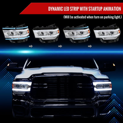 Spec-D 19-24 Ram 2500 3500 4500 5500 SEQ Projector Headlights Chrome