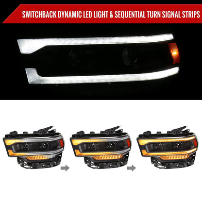 Spec-D 19-24 Ram 2500-5500 Headlights Switchback SEQ Matte Black