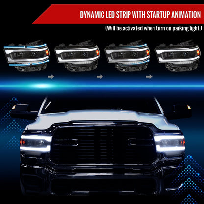 Spec-D 19-24 Ram 2500-5500 Headlights Switchback SEQ Matte Black