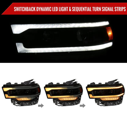 Spec-D 19-24 Ram 2500-5500 Headlights Switchback Sequential Smoked