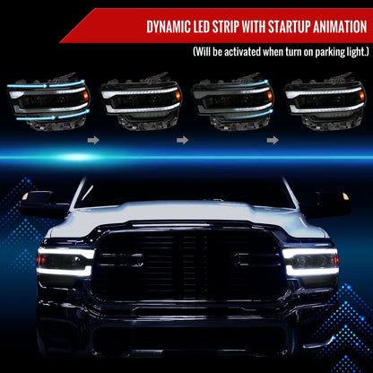 Spec-D 19-24 Ram 2500-5500 Headlights Switchback Sequential Smoked